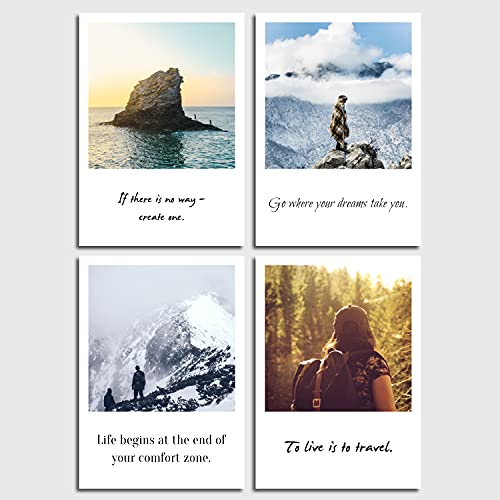 Conjunto de Tarjetas Postales de Viajar - 20 tarjetas con imágenes y adagios de viajar, playa, vacaciones, aventuras en estilo retro polaroid de INDIVIDUAL NOMAD
