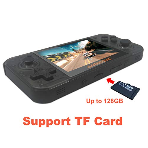 Consolas de Juegos Portátil , RG350 Consola de Juegos Retro Game Console OpenDingux Tony System , Free with 32G TF Card Built-in 2500 Juegos, 3.5 Pulgadas IPS Videojuegos Portátil - Transparent Negro