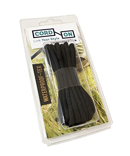 CORD ON - Cordones Redondos Hidrofugados Negros para Botas Unisex Cordones Resistentes y Duraderos 4mm (160 cm - 7/8 ojales)
