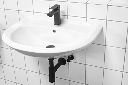 Cornat T3174211 T3174211-Válvula de desagüe para lavabos (1 1/4", diámetro de 66 mm, con función push-Open, color negro mate)