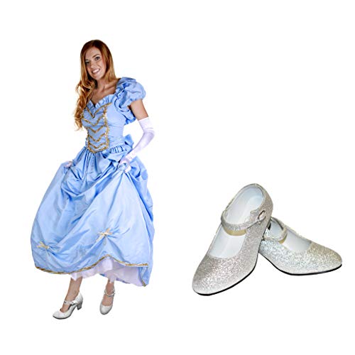 Costumizate! Zapatos de Baile Flamenco con Diferentes Tallas Desde niña a Mujer. Plata Purpurina Talla 34