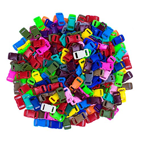 Craft County - 100 o 200 hebillas de plástico de liberación lateral contorneadas de 0,95 cm (20 colores surtidos).