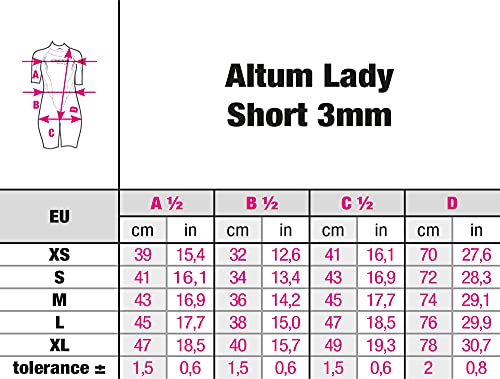 Cressi Altum Wetsuit Lady 3 mm Traje de Neopreno de Una Pieza o Shortry, Mujer, Negro/Rosa, XS/1