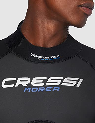 Cressi Morea Man Monopiece Wetsuit 3mm Traje de Buceo Neopreno para los Hombres, Negro/Azul/Plata, L/4