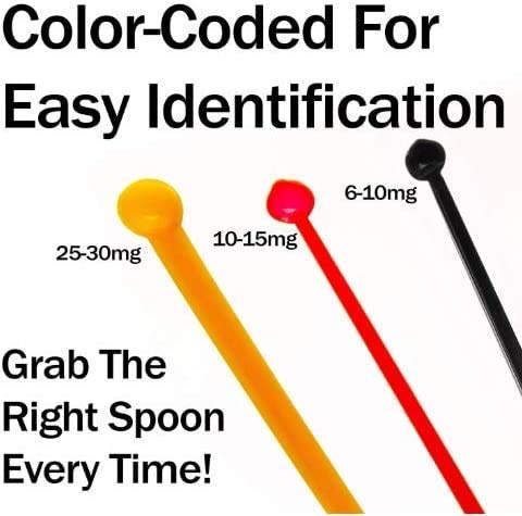 Cuchara MICRO SCOOP | JUEGO de 3 cuchara dosificadora de 5 piezas para polvo | 15 mg + 30 mg | 10mg | 6mg | dosificadora no estática para una fácil medición de los complementos alimenticios