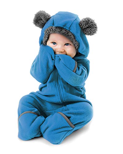 Cuddle Club Mono Polar Bebé para Recién Nacidos a Niños 4 Años - Pijamas Infantiles Chaqueta de Invierno Abrigo Polar Niño Mono de Niños - BearBlue6-12m