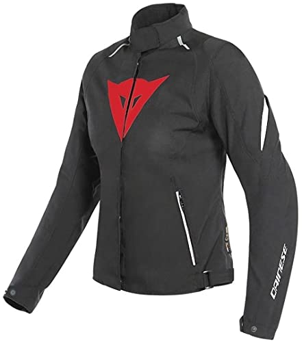 Dainese Laguna Seca 3 D-Dry Chaqueta de moto para mujer, color negro, rojo y blanco, talla 46