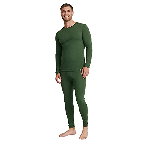 DANISH ENDURANCE Men's Merino Baselayer Set (LS Shirt + Tights) XXXL Green 1-Pack