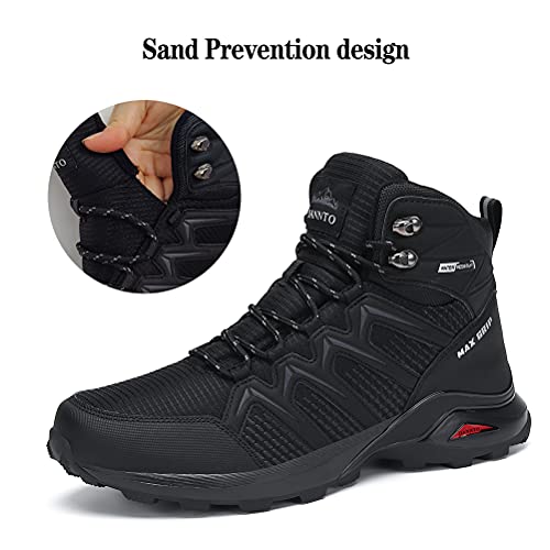 Dannto Hombre Botas de Nieve Invierno Botines Zapatos Cálido Fur Forro Aire Libre Boots Antideslizante Calientes zapatos de Senderismo para Trail Urbano Senderismo Esquiar Caminando(Negro-B,44)