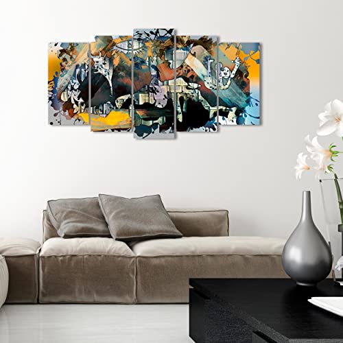 DekoArte 524 - Cuadros Modernos Impresión de Imagen Artística Digitalizada | Lienzo Decorativo Para Tu Salón o Dormitorio | Estilo Abstractos Arte Picasso Guernica | 5 Piezas 150 x 80 cm