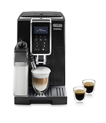 De'longhi Dinamica Ecam350.55.B - Cafetera superautomática, 1450w, función cappuccino, personalización variedad de bebidas, panel de control intuitivo con pantalla lcd y botones táctiles, negro