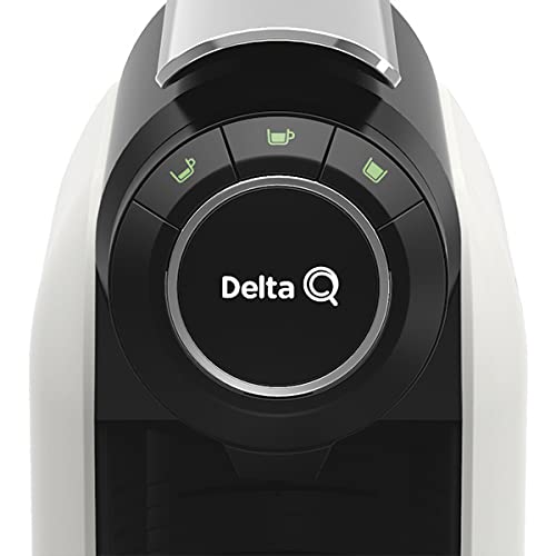 Delta Q - Qool Evolution Blanca - Cafetera de Capsulas - 19 Bares de Presión - Expresso - Programación Automática - Incluye 1 Pack Intensidades 40 cápsulas - Uso en Sistema