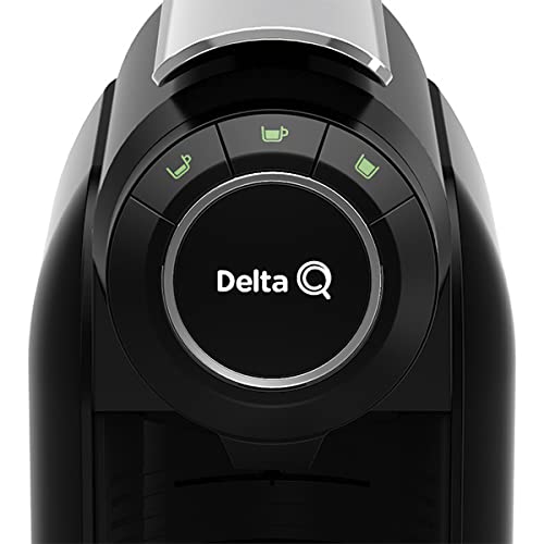 Delta Q - Qool Evolution Negra - Cafetera de Capsulas - 19 Bares de Presión - Expresso - Programación Automática - Incluye 1 Pack Intensidades 40 cápsulas - Uso en Sistema