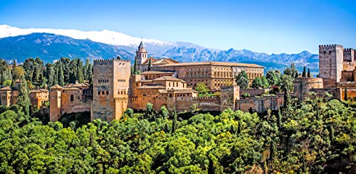 Desconocido Cuadro Lienzo Canvas Alhambra de Granada panorámica con Sierra Nevada – Varias Medidas - Lienzo de Tela Bastidor de Madera de 3 cm - Impresion en Alta resolucion (120, 59)