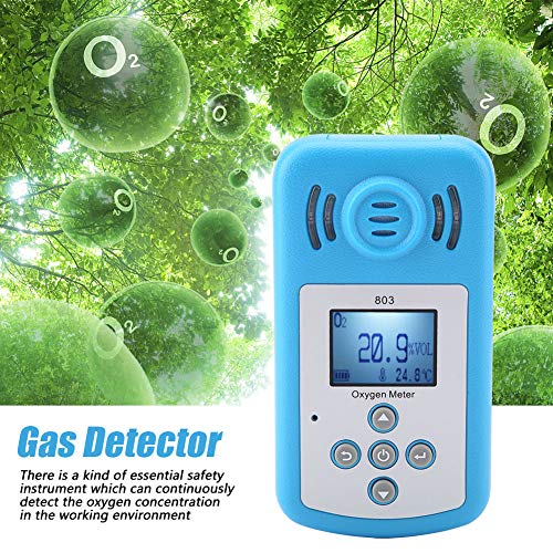 Detector de Concentración de Gas Portátil (O2) Detector de Gas con Pantalla Digital 803 en Color Azul con un Rango -10 ℃ ~ + 50 ℃
