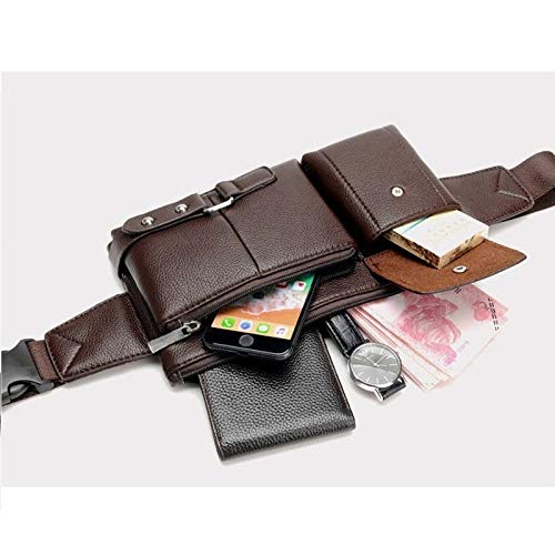 DFV mobile - Bag Fanny Pack Leather Waist Shoulder Bag for Ebook, Tablet and for Huawei Orange Barcelona, Boulder - Black
