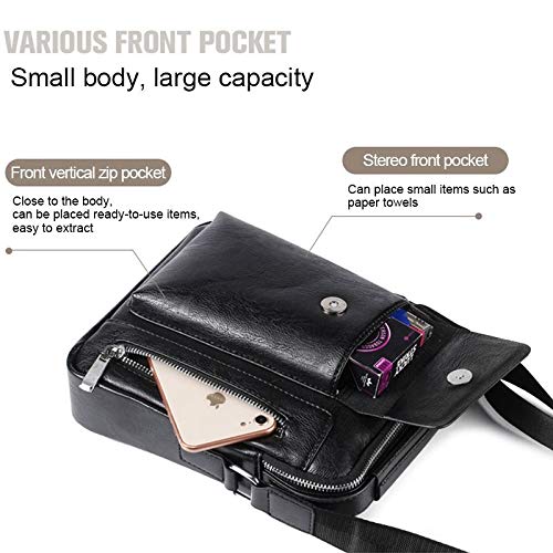DFV Mobile - Bag Leather Waist Shoulder Bag for ebook, Tablet and for Huawei Orange Barcelona, Boulder - Black
