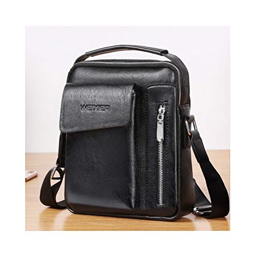 DFV Mobile - Bag Leather Waist Shoulder Bag for ebook, Tablet and for Huawei Orange Barcelona, Boulder - Black