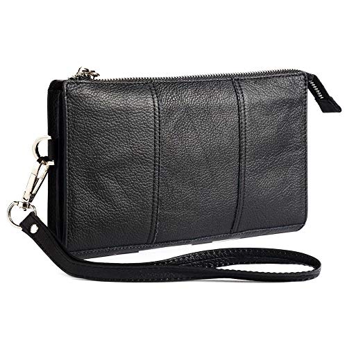 DFV mobile - Genuine Leather Case Handbag for EXPLAY Sky Plus, ALPS Sky Plus - Black