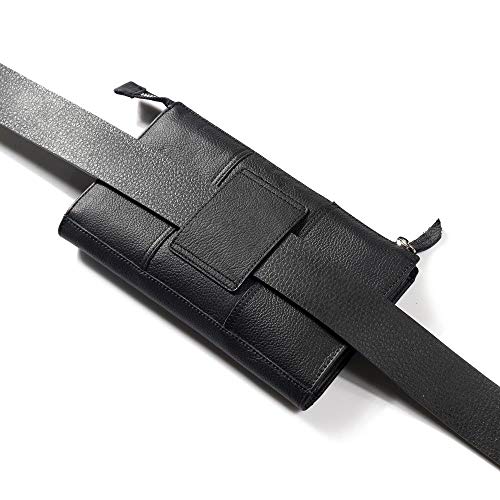 DFV mobile - Genuine Leather Case Handbag for Huawei Orange Barcelona, Boulder - Black