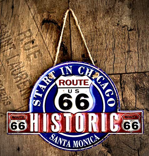 DiiliHiiri Cartel de Chapa Placa Retro Letrero Estilo Vintage Metal para Decoración Hogar (Historic Route 66)