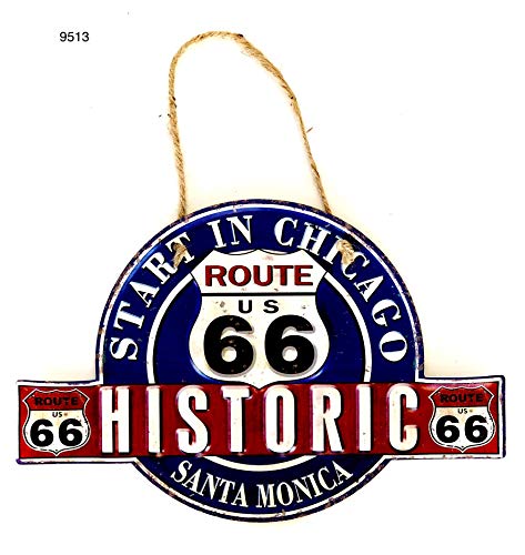 DiiliHiiri Cartel de Chapa Placa Retro Letrero Estilo Vintage Metal para Decoración Hogar (Historic Route 66)