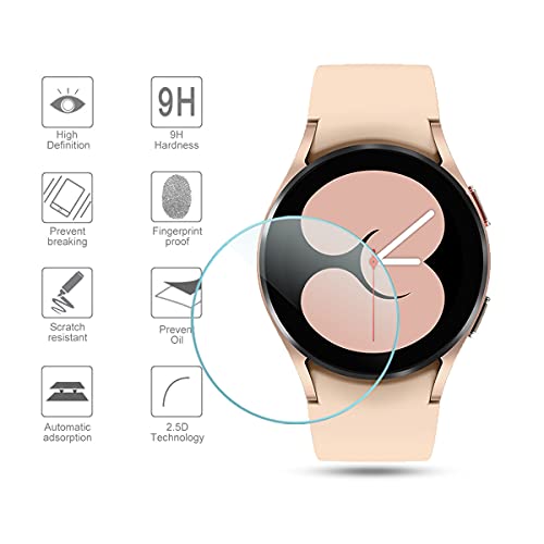 Diruite 4-Pack Compatible con Samsung Galaxy Watch 4 40mm Cristal Templado Protector Pantalla for Samsung Galaxy Watch 4 40mm Smartwatch [9H Dureza Antiarañazos] [HD Film Transparente]