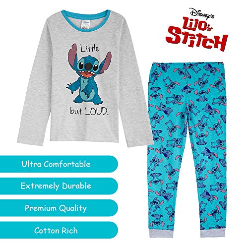 Disney Pijama Niña de Stitch, Pijamas Niñas Invierno, Regalos para Niñas y Adolescentes 18 Meses-14 Años (Gris/Azul, 5-6 años)
