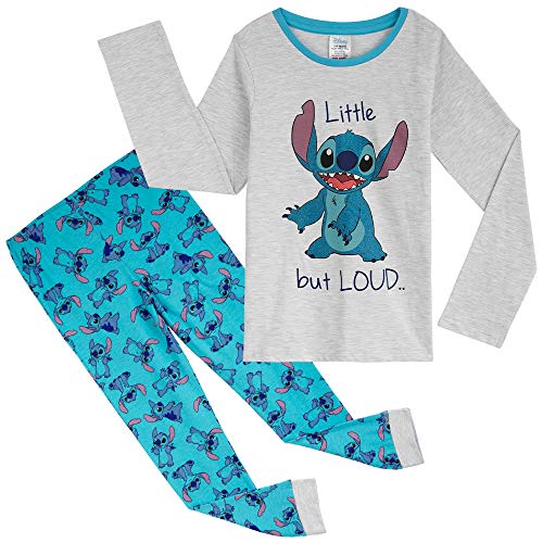 Disney Pijama Niña de Stitch, Pijamas Niñas Invierno, Regalos para Niñas y Adolescentes 18 Meses-14 Años (Gris/Azul, 5-6 años)