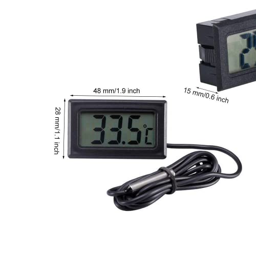 DollaTek 3Pcs Monitor de Temperatura Digital LCD Termómetro con sonda Externa para el refrigerador y congelador Acuario -Black