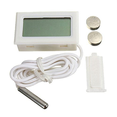 DollaTek Monitor de Temperatura Digital LCD Termómetro con sonda Externa para el refrigerador y congelador Acuario - Blanco