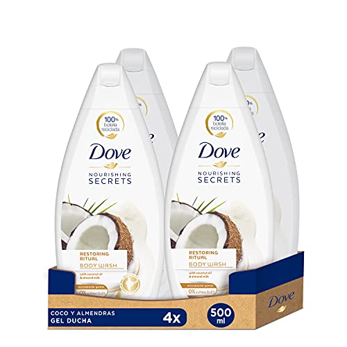 Dove Gel De Ducha Coco y Almendras - 4 Paquetes de 500 ml - Total: 2000 ml