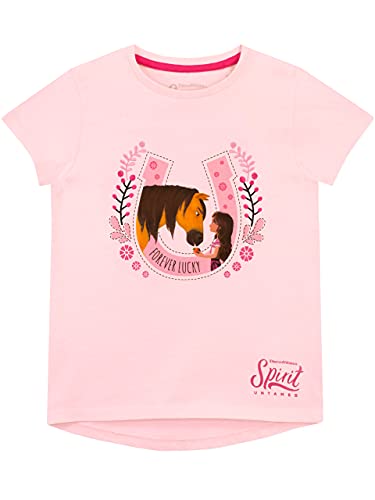 DreamWorks Camiseta de Manga Corta para niñas Spirit Riding Free Rosa 8-9 Años