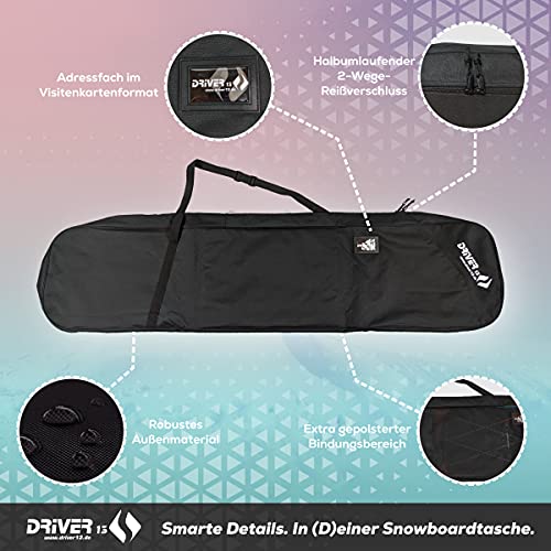 Driver13 ® Bolsa de snowboard negra Boardbag Snowboardbag negra 155 cm