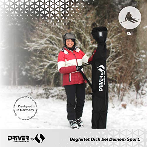 Driver13 ® Skitasche Skisack für Ski Skistoecke, Schitasche Zum Aufbewahren und Transport beim Skifahren, Wasserfest Schwarz 210 cm