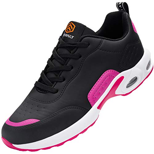 DYKHMILY Zapatos de Seguridad Mujer Ligeros Comodo Zapatos de Trabajo con Punta de Acero Respirable Antideslizante Calzado de Seguridad Deportivo(41EU,Rosa Negro)
