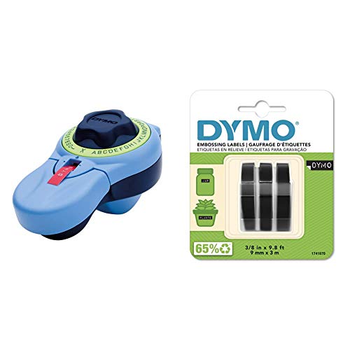 Dymo Junior Estampadora para Uso doméstico (Versión Española) + 3D Label Tapes - Cintas para Impresoras de Etiquetas (Ampolla, 9 Mm, 3 M)