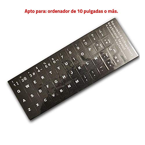 E-NUC Adhesivo Teclado Español (Letras de Botón, Impermeable, Resistente, para Portátiles, Ordenadores de Mesa, Fácil de Despegar y Pegar) - Negro