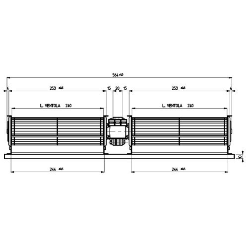 Easyricambi Motor de ventilador tangencial doble estufa de pellets, 25 W, 2 x 240 x 40 mm, Italia 119804