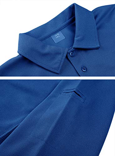EKLENTSON Hombre Camisas - Polos de Golf de Manga Larga Casuales y Ligeros Camisas de Deporte Militar Color Azul Talla 3XL
