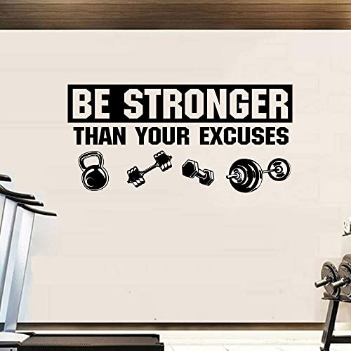 El gimnasio es más fuerte que tus excusas Pegatinas de pared con mancuernas Entrenamiento deportivo cruzado Calcomanía de pared motivacional Vinilo A4 80x39cm
