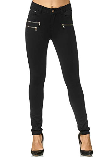 Elara Pantalones Elásticos de Mujer Skinny Fit Jegging Chunkyrayan Negro H86 46 (3XL)