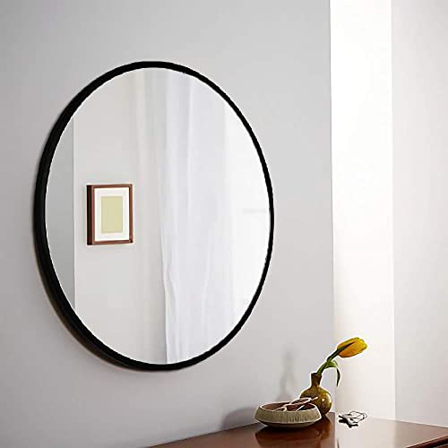 Elegance by Casa Chic – Gran Espejo de Pared Metálico – 58.5 cm de diámetro – Metal Galvanizado – Negro