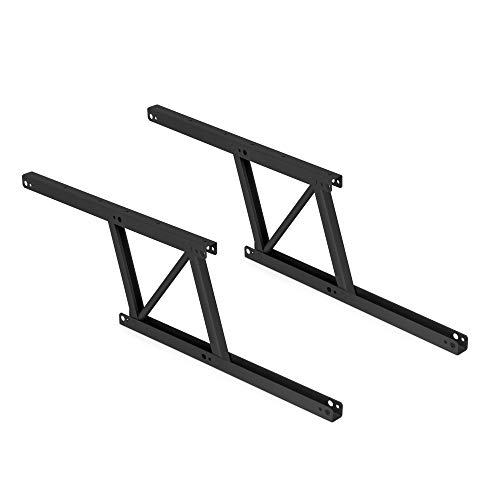 Emuca - Juego de 2 mecanismos elevables para mesas de centro, Bisagra de Mesa elevadora, Pintado negro, Acero