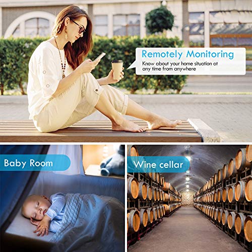 eMylo Smart Termómetro inalámbrico ZigBee Higrómetro ZigBee Sensor digital de temperatura y humedad Monitor Termohigrómetro inalámbrico con función de dato de alerta para el hogar/habitación del bebé