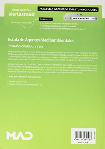 Escala de Agentes Medioambientales (Ministerio para la Transición Ecológica y el Reto Demográfico). Temario general y test