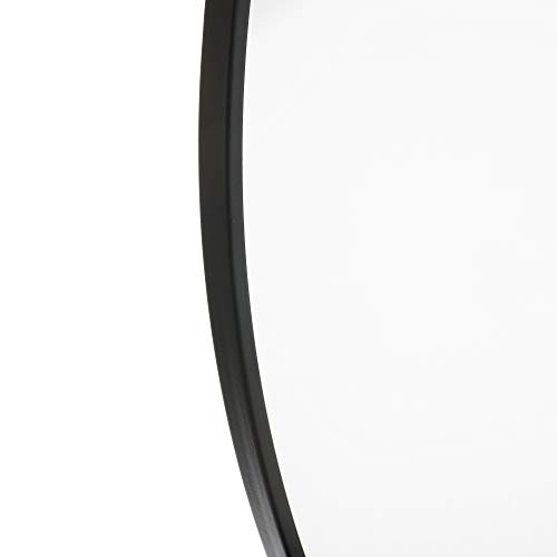 Espejo con Estante Redondo Negro de Metal y Cristal de 120x10x70 cm - LOLAhome