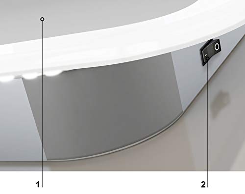 Espejo de baño con iluminación Talos Moon - Espejo de baño 40 x 45 cm - con luz Ambiental circundante - Color de la luz Blanco Neutro - Marco de Aluminio