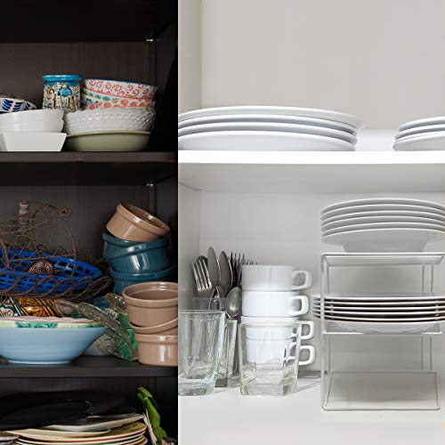 Estante para platos, soporte platos para almacenamiento en armarios de cocina | Organizador platos estante cocina de 25x25x19cm, de color blanco