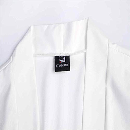 Estilo japonés Kimono Tokio Streetwear Haori Hombres Mujeres Harajuku Cardigan Japón Niña Túnica Dragón Chino Ropa Beachcoat, blanco, XL